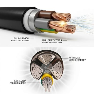 Oil Resistant Chemical Resistant PVC Insulated Cable 450/750V 3 Core Industrial Use fournisseur