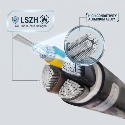 LSZH câble isolant en PVC à faible teneur en fumée et zéro halogène 0,6 / 1kV 4 cœurs 4x50mm2 pare-feu fournisseur