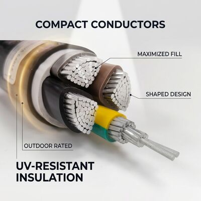 UV Resistant PVC Insulated Power Cable 0.6/1kV 4x35mm2 Aerial Overhead Outdoor Use fournisseur