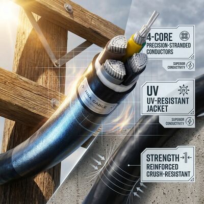 ABC 4x35mm2 UV Stabilized PVC Insulated Aerial Bundled Cable Overhead 0.6/1kV IEC60502 fournisseur